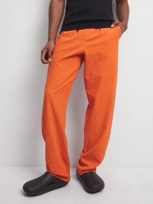 Men's Orange Textured Easy Pants