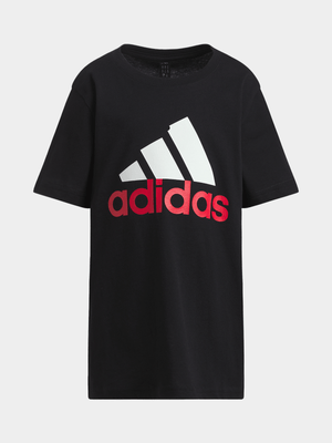 Boys adidas Bos 2 Colour Black/Red Tee