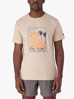 Men's  Jeep Khaki Graphic T-Shirt