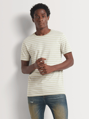 Men's Markham Horizontal Stripe Stone/White T-Shirt