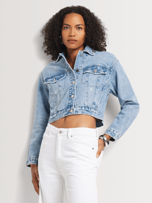 News Denim Cropped Trucker Jacket