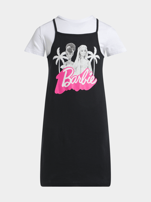 Jet Younger Girls Black Barbie Pinafore Dress