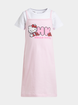 Jet Younger Girls Pink Hello Kitty Pinafore Dress