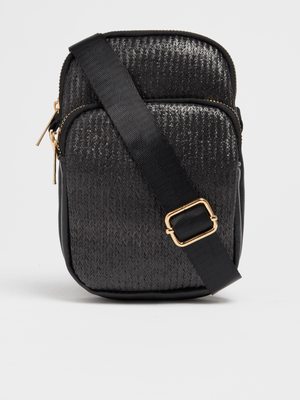 Jet Women's Black Straw Phone Bag