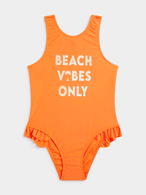 Jet Younger Girls Orange Beach Vibes Only One Piece