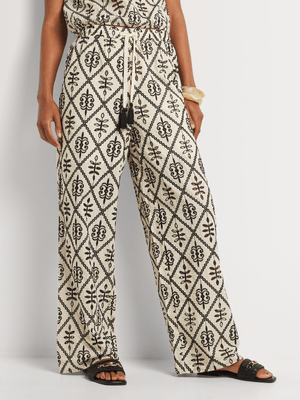 Embroidered Anglaise Wide Leg Pants