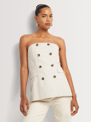 Linen Blend Stripe Bustier