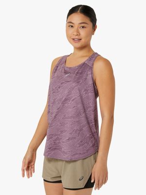 Womens Asics Road All Over Print Mauve Tank