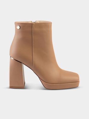 Women's Sissy Boy Tan Platform Ankle Boots