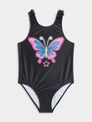 Jet Younger Girls Black Butterfly One Piece