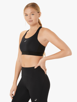 Womens Asics Road Compression Black Sports Bra