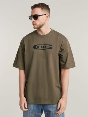 G-Star Men's Old School Logo Boxy Brown T-Shirt