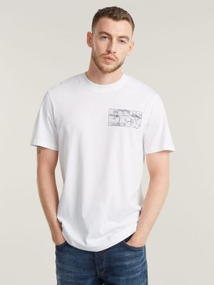 G-Star Men's Topographic Chest Print Slim White T-Shirt