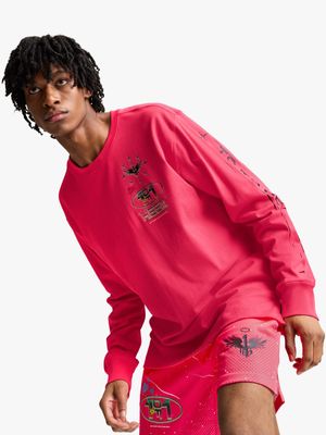 Puma Men's Melo 1Love Pink Long-Sleeve T-Shirt