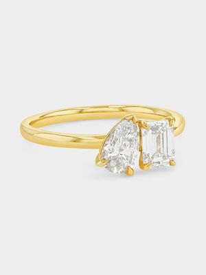 Yellow Gold 0.9ct Lab Grown Diamond Two-Stone Ring