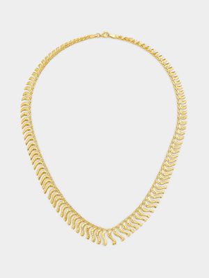 Yellow Gold Textured Wave Necklace