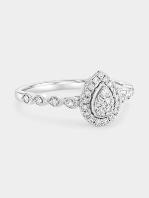 White Gold 0.2ct Lab Grown Diamond Pear Halo Ring