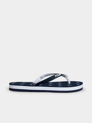 Kid's Polo Navy Monogram Flip Flops