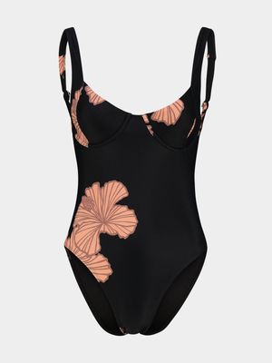 Women's Hurley Black Bungalow Underwire One Piece