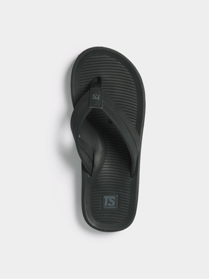 Mens TS Styled Black Flip Flops