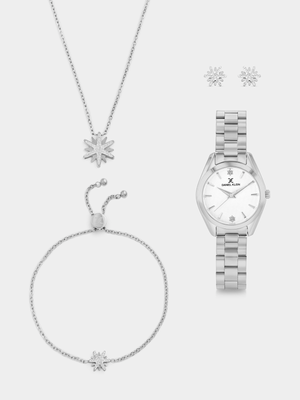 Daniel Klein Silver Plated Bracelet Watch & Star Jewellery Set