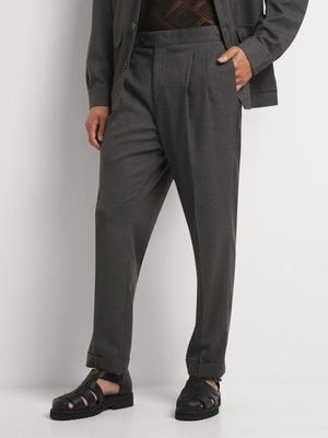 Men's Markham Slim Linen Utility Charcoal Trouser