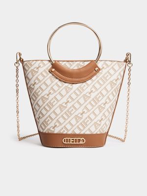 Luella Chainlink Print Metal Handle Bucket Bag