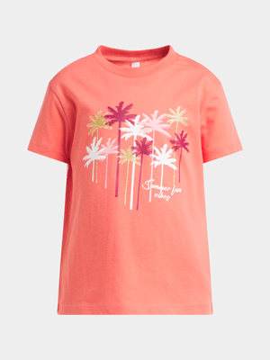 Younger Girl's Orange Graphic Print T-Shirt