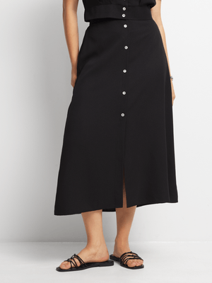 Jet Women's Black Textured Button Skirt