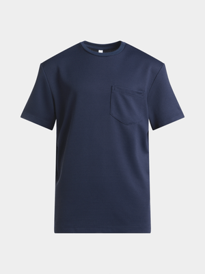 Older Boy's Navy Textured T-Shirt