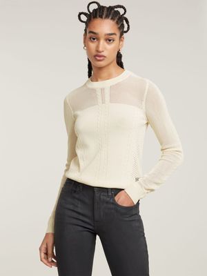 G-Star Women's Pointelle Knitted White Sweater