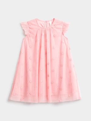 Younger Girl's Pink Daisy Party Dress