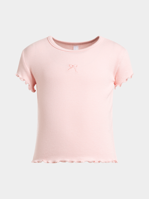 Younger Girl's Pink Rib Top