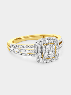 White Gold Diamond Triple Cushion Dress Ring