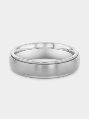 Stainless Steel Brushed Grooved Edges Ring