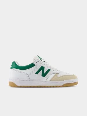 New Balance Junior 480 White/Green Sneaker