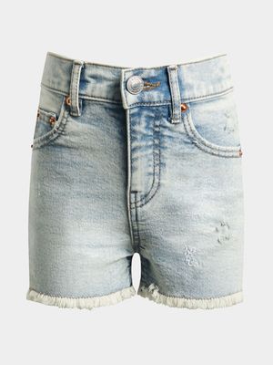 Younger Girls Frayed Hem Denim Shorts