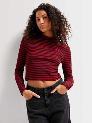 Y&G Rib High Neck Long Sleeve Top