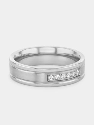 Stainless Steel Cubic Zirconia Channel Ring