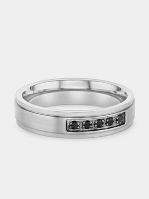 Stainless Steel Cubic Zirconia Channel Ring