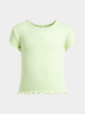 Younger Girl's Green Rib Top