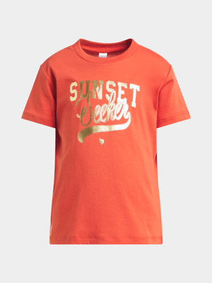 Older Girl's Orange Graphic Print T-Shirt