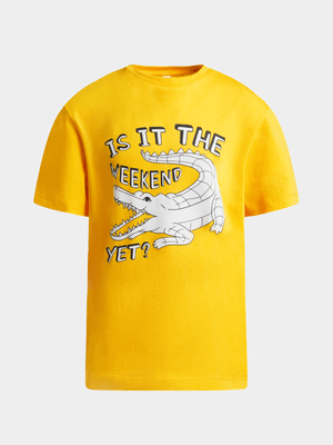 Younger Boy's Yellow Graphic Print T-Shirt