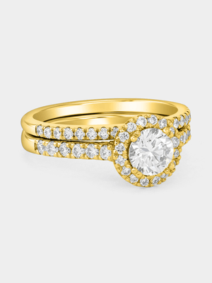 Yellow Gold 1.3ct Lab Grown Diamond Round Halo Twinset Ring