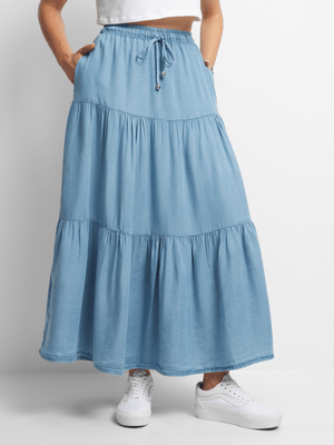 Jet Women's Chambray Tiered Skirt