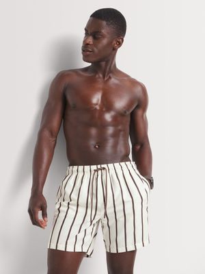 Men's Markham Printed Stripe Milk/Choc Swimshorts