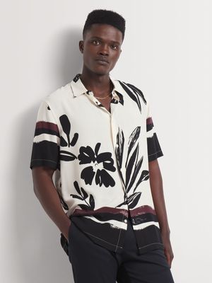 Men's Markham Printed Viscose Floral Border Multicolour Shirt