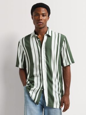 Men's Markham Stripe Viscose Fatigue/White Shirt