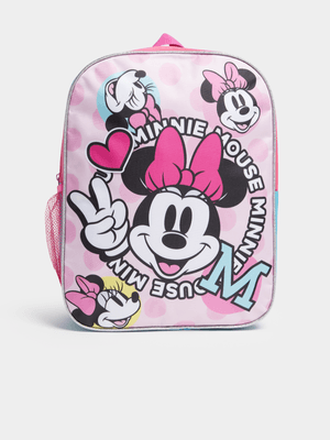 Jet Kids Pink Minnie Mouse Faces School Bag