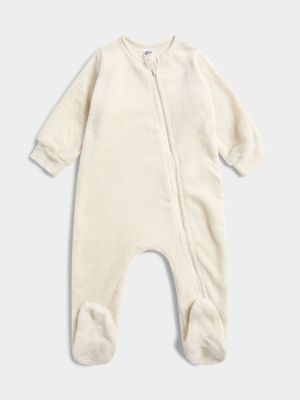 Jet Infant Girls Pastel Yellow Fleece Sleepsuit